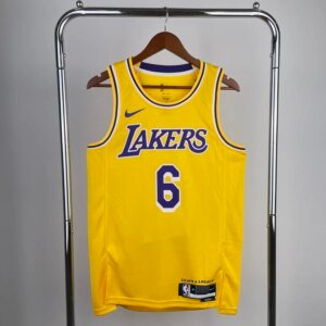 2023 Lakers Yellow 6#JAMES  Hot Pressed Jersey