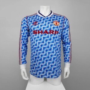 90-92  Manchester United Blue  Long Sleeve Retro Jersey