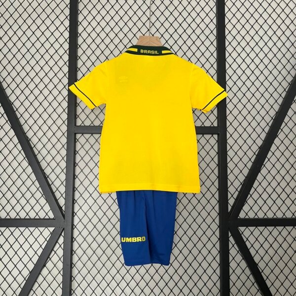 Retro 93-94 Brazil Home Kids Kit - Image 4