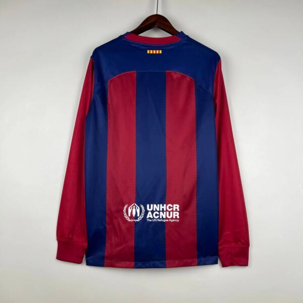 23-24 Barcelona Home Long Sleeve Fans Jersey - Image 4