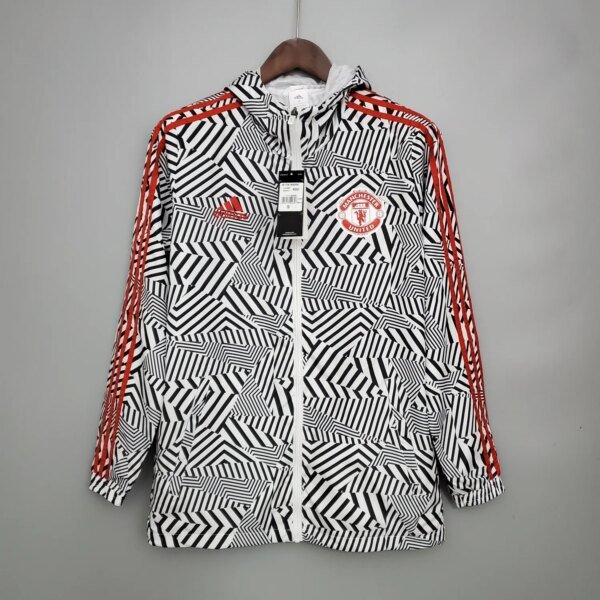 2122 Windbreaker Manchester United  Black and White Stripes S-XXL