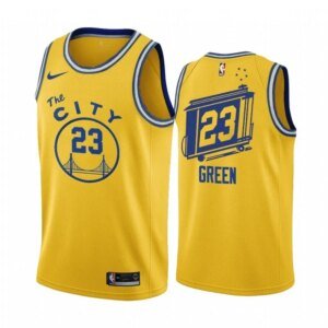Golden State Retro Yellow Hot Pressed Jersey