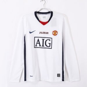 Manchester United Champions League away white Long Sleeve 08-09